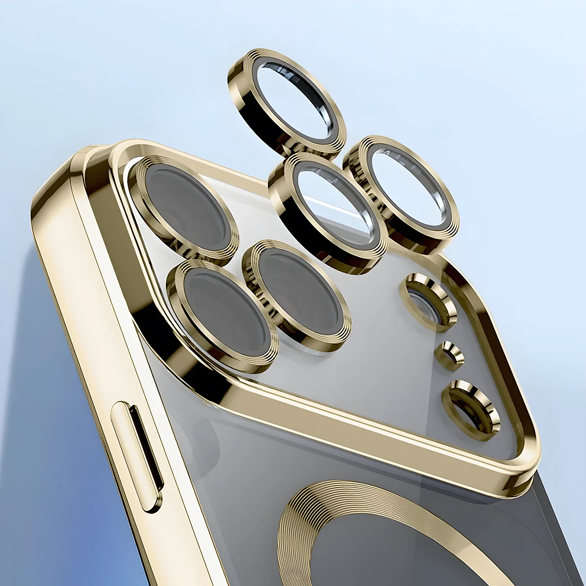 Metaliczna ramka, podniesione krawędzie i zintegrowane osłony w etui Bizon Case GuardO do iPhone 18 Pro / 17 Pro