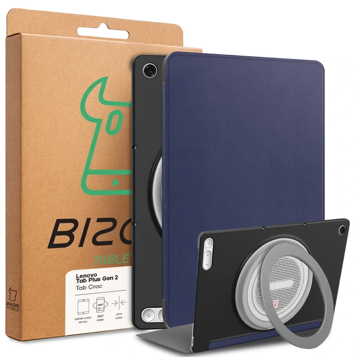 Przód pudełka Bizon Case z dedykowaną etykietą do Lenovo Tab Plus Gen. 2