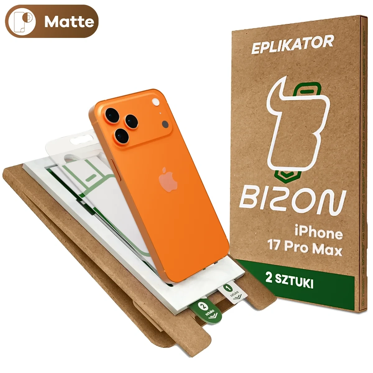 Aplikator Bizon Eplikator Film Matte do łatwej aplikacji ochrony ekranu dla iPhone 17 Pro Max