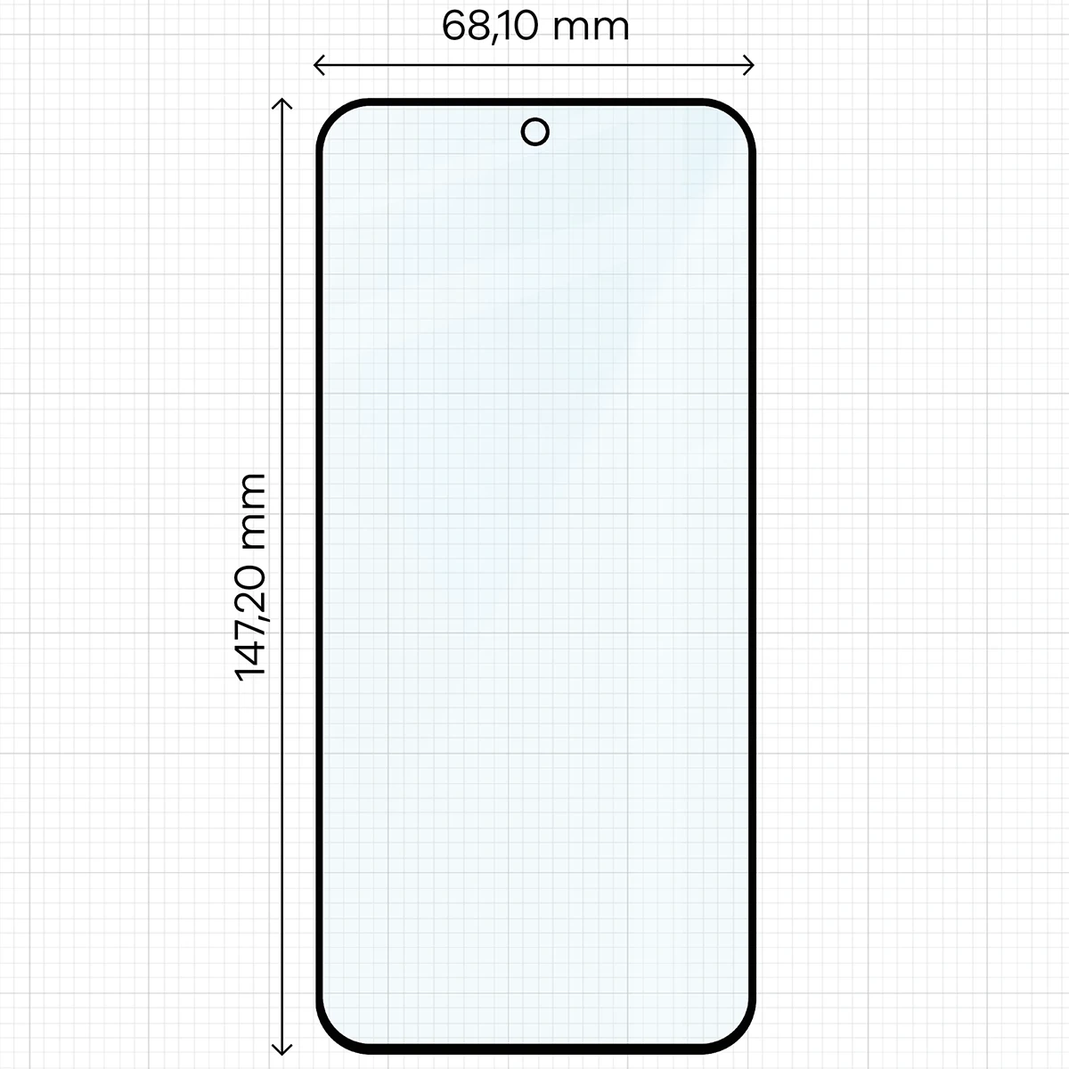 Wymiary szkła na miarce dla OPPO Reno16 / Pro