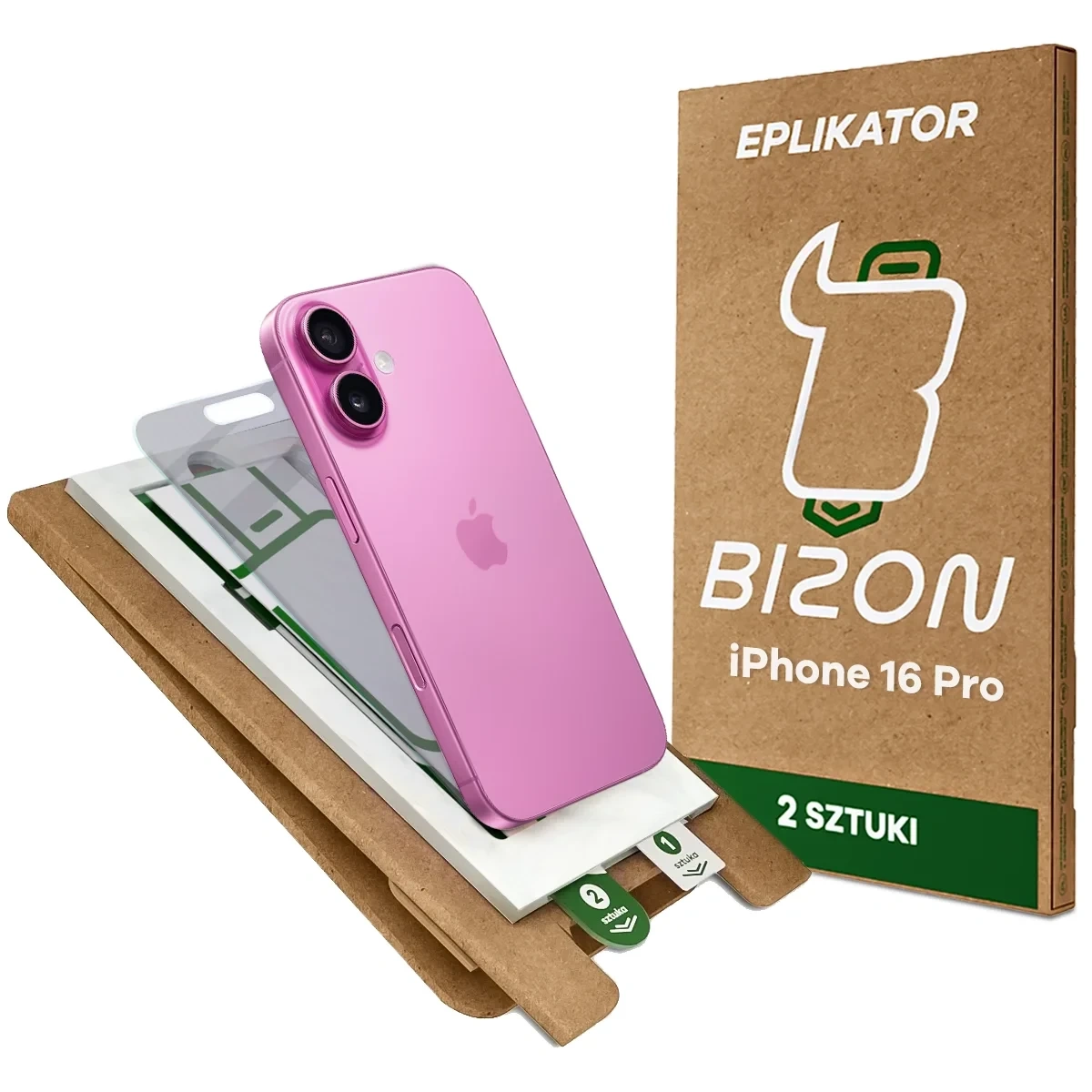 Aplikator Bizon Eplikator Hybrid Shadow do łatwej aplikacji ochrony ekranu dla iPhone 16 Pro
