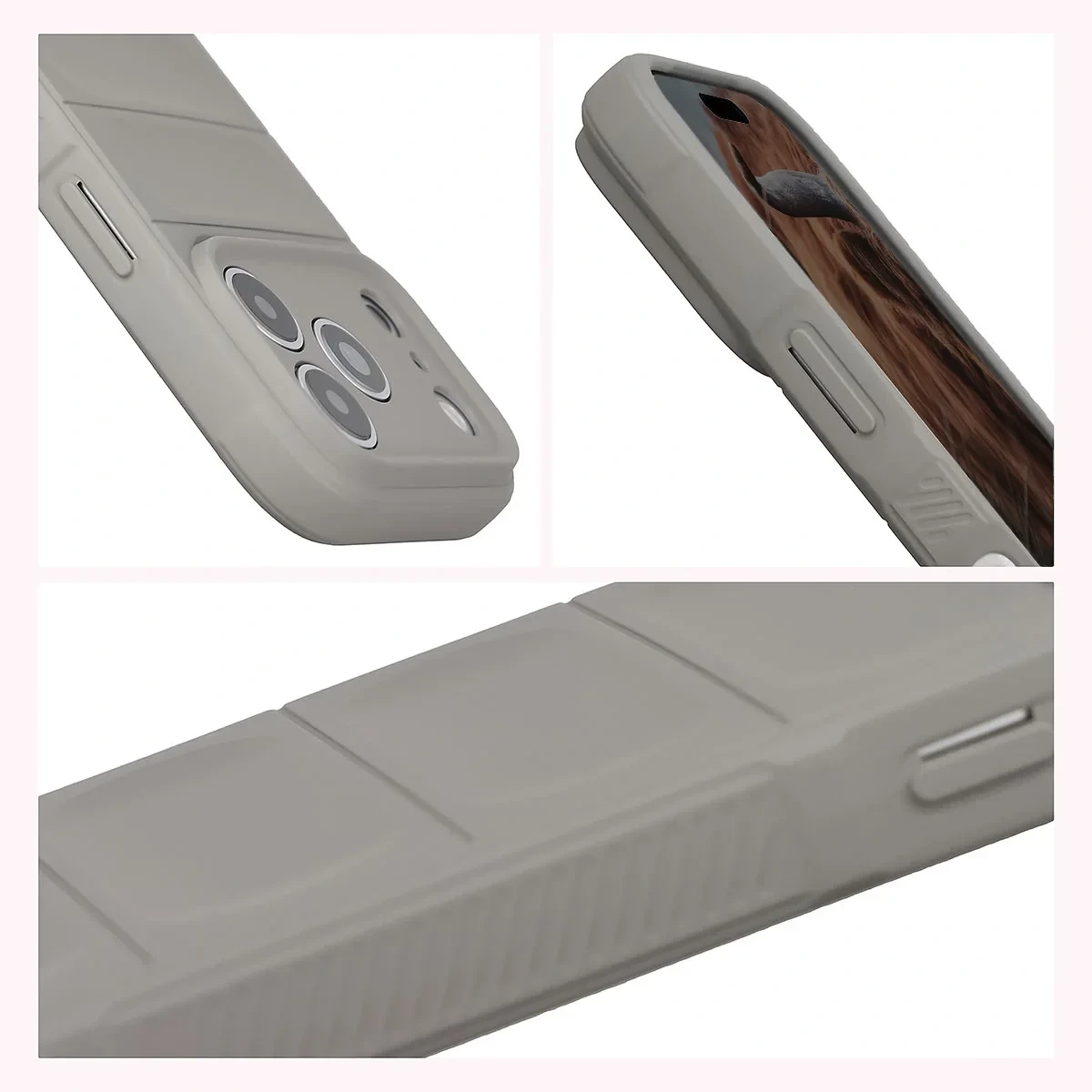 Podwyższone krawędzie i antypoślizgowa powierzchnia w etui Bizon Case Tur do iPhone 18 Pro / 17 Pro