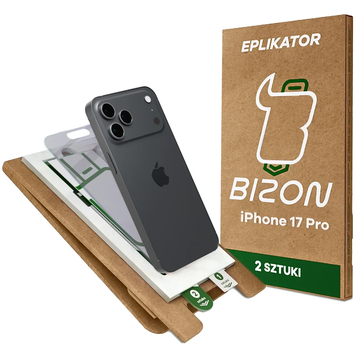 Aplikator Bizon Eplikator Hybrid Shadow do łatwej aplikacji ochrony ekranu dla iPhone 17 Pro