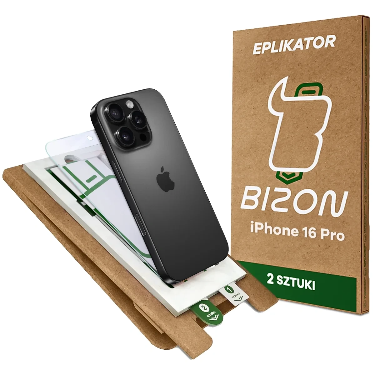 Aplikator Bizon Eplikator Hybrid Mule do łatwej aplikacji ochrony ekranu dla iPhone 16 Pro