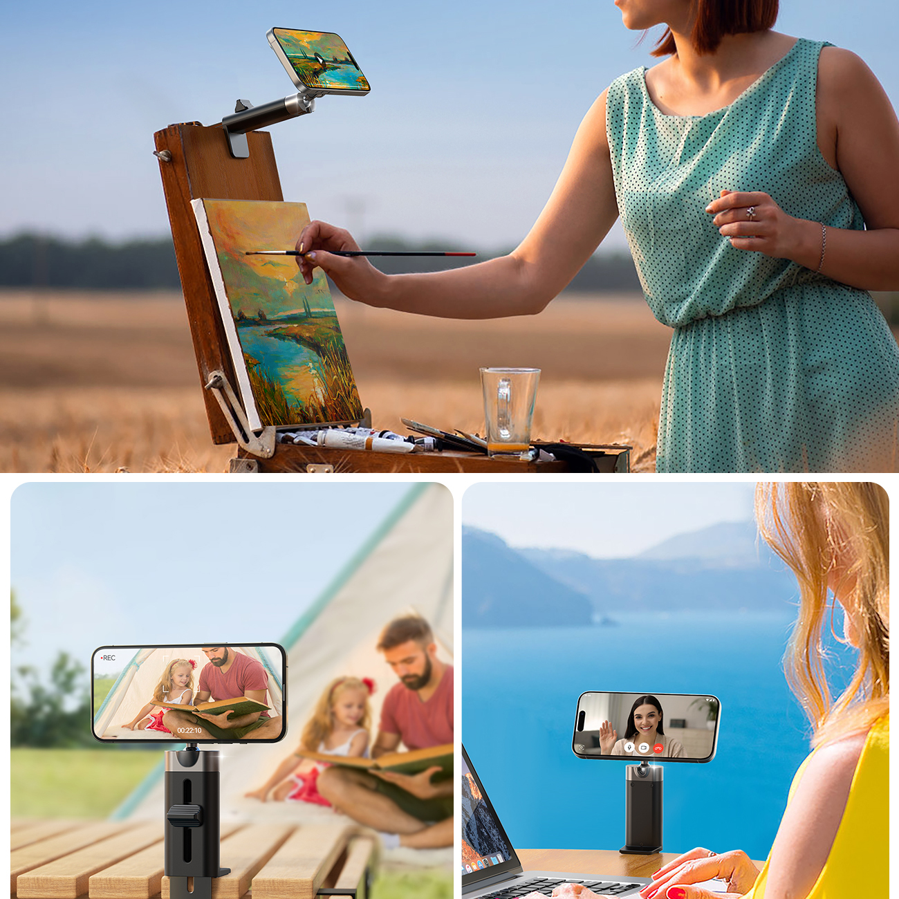 Ludzie korzystający ze stojaków podróżnych magnetycznych Joyroom JR-ZS413