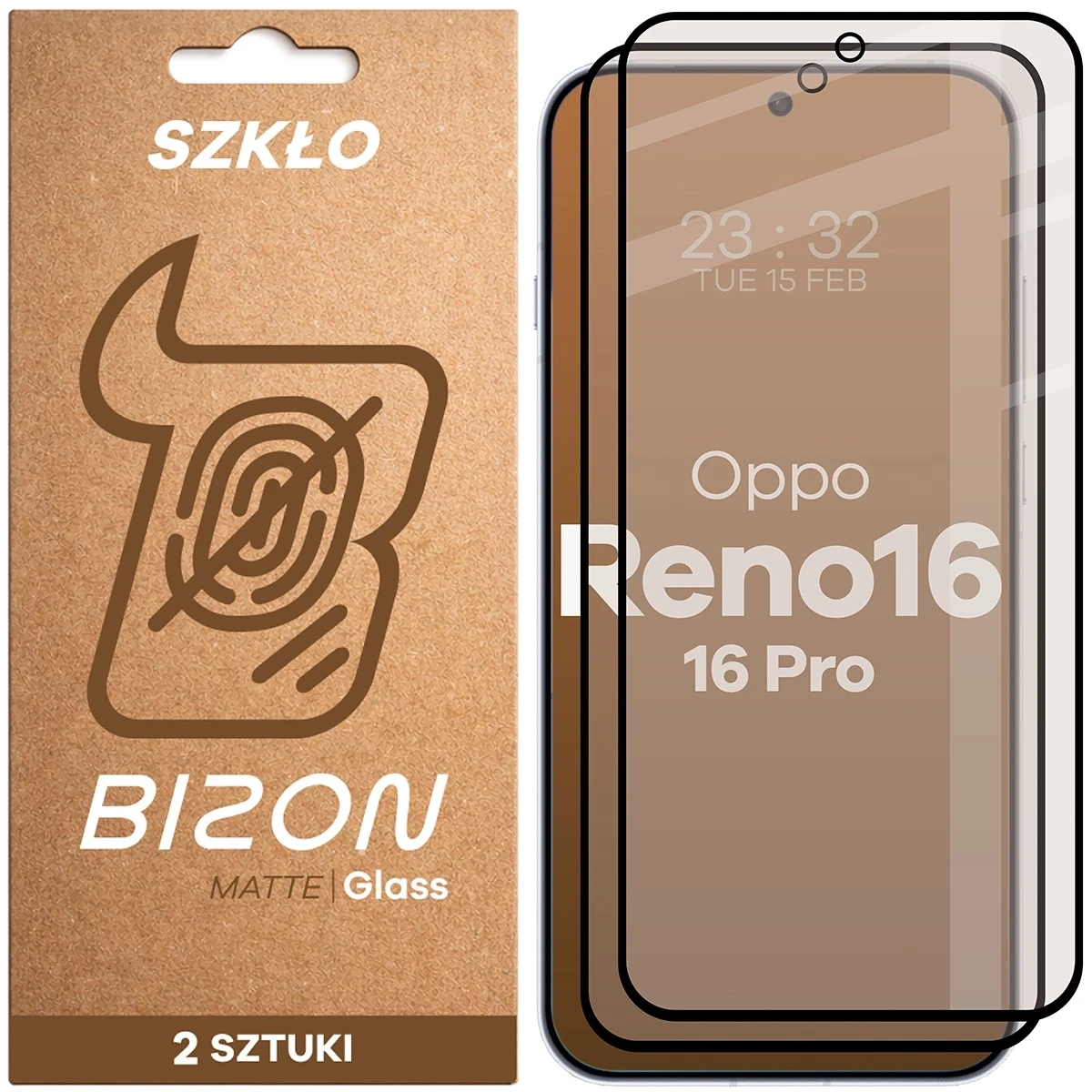 Szkło matowe na ekran Bizon Glass Matte Duo do OPPO Reno16 / Pro, 2 sztuki