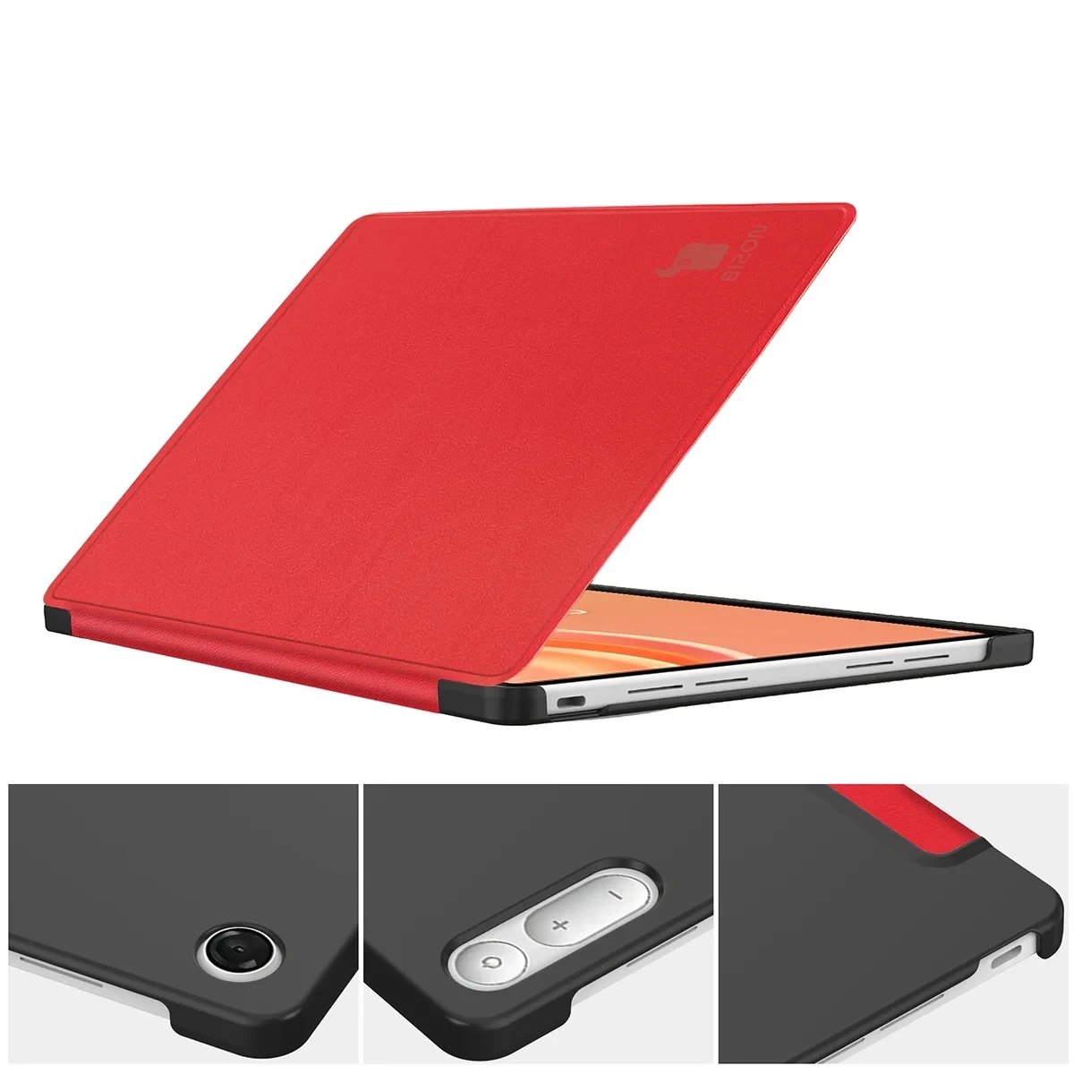 Etui z klapką Bizon Case Tab Croc na podstawkach ustawione pod dwoma kątami do Lenovo Tab Plus Gen. 2