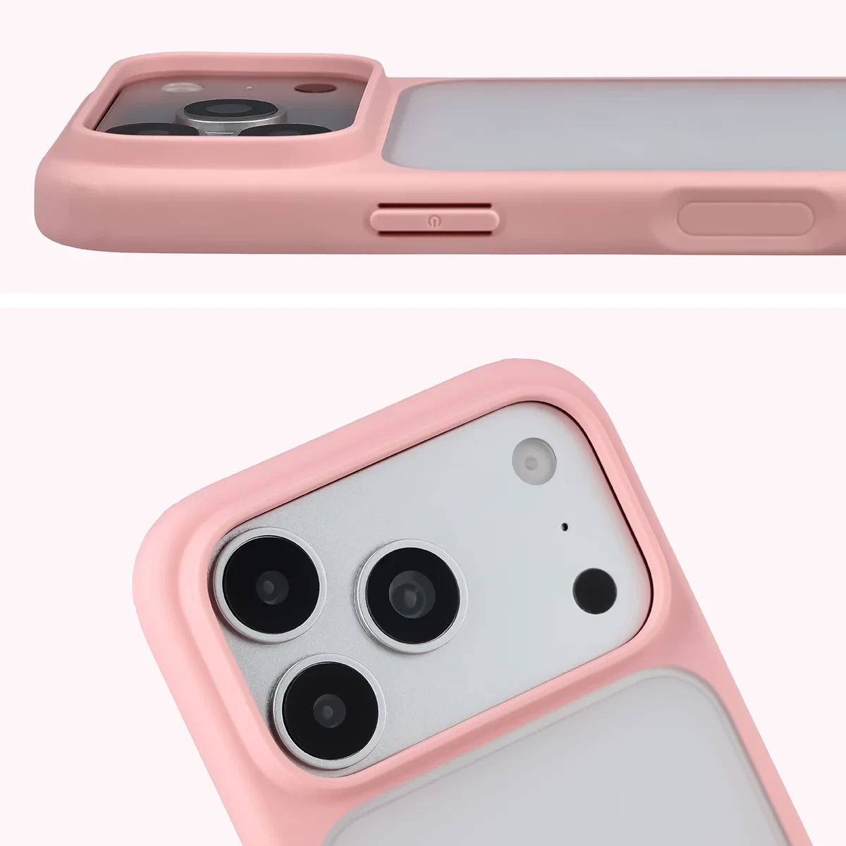 Pełne wycięcie i podwyższone krawędzie aparatu w etui Bizon Case Angelo do iPhone 18 Pro / 17 Pro