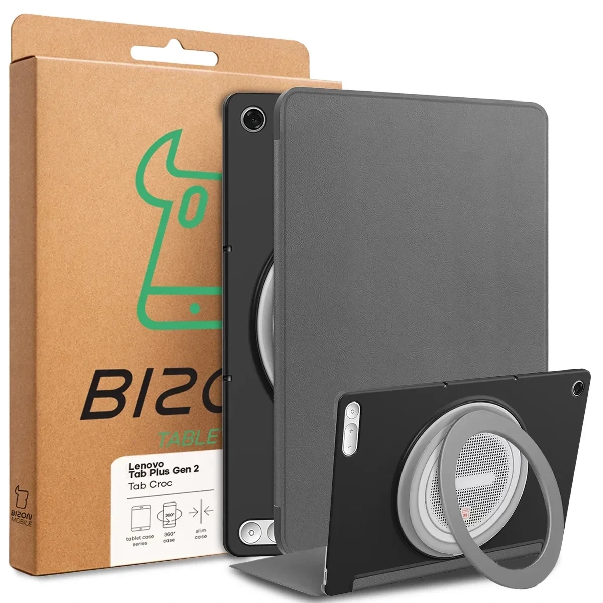 Przód pudełka Bizon Case z dedykowaną etykietą do Lenovo Tab Plus Gen. 2