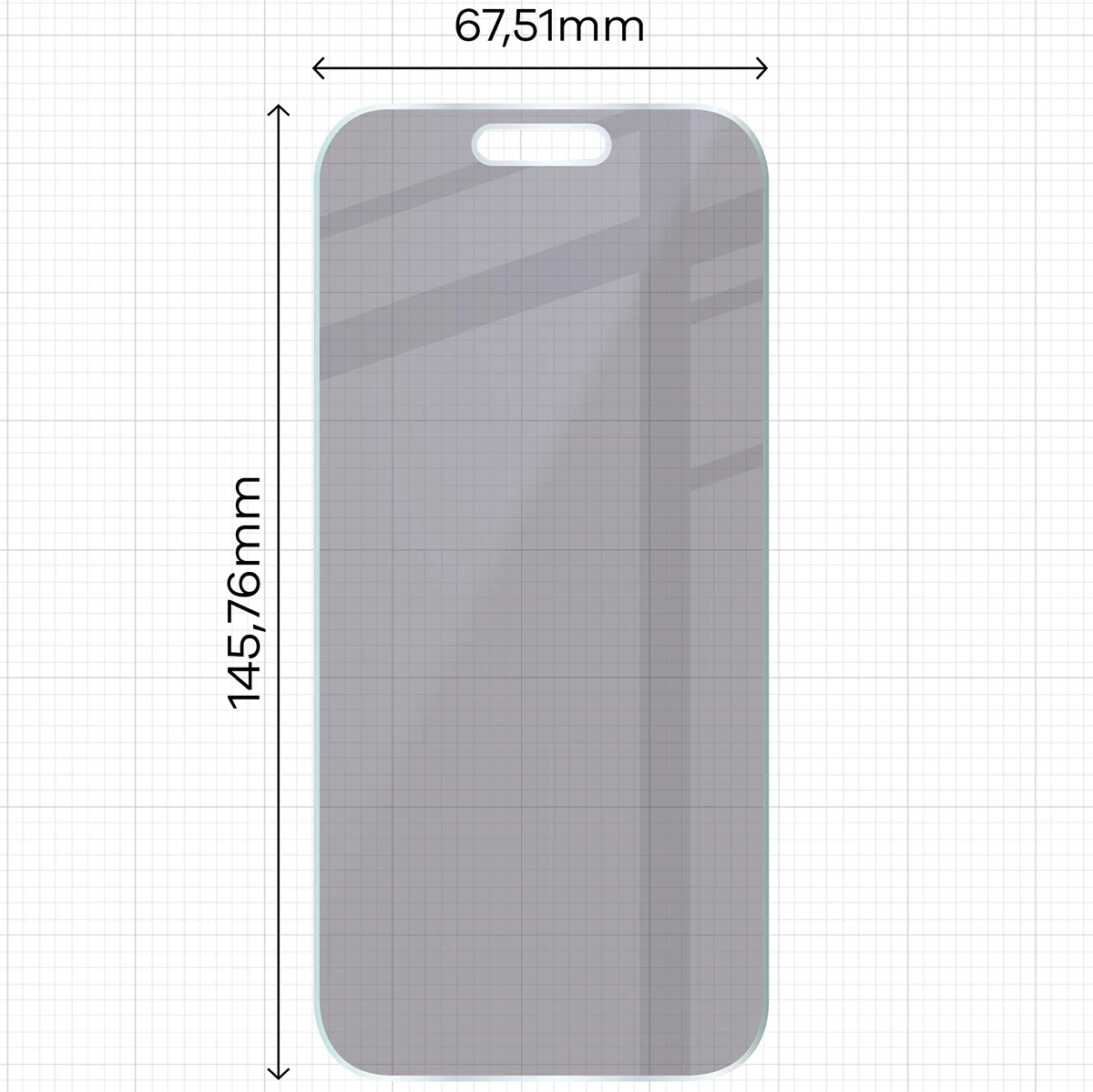 Wymiary szkła na miarce dla iPhone 16 Pro