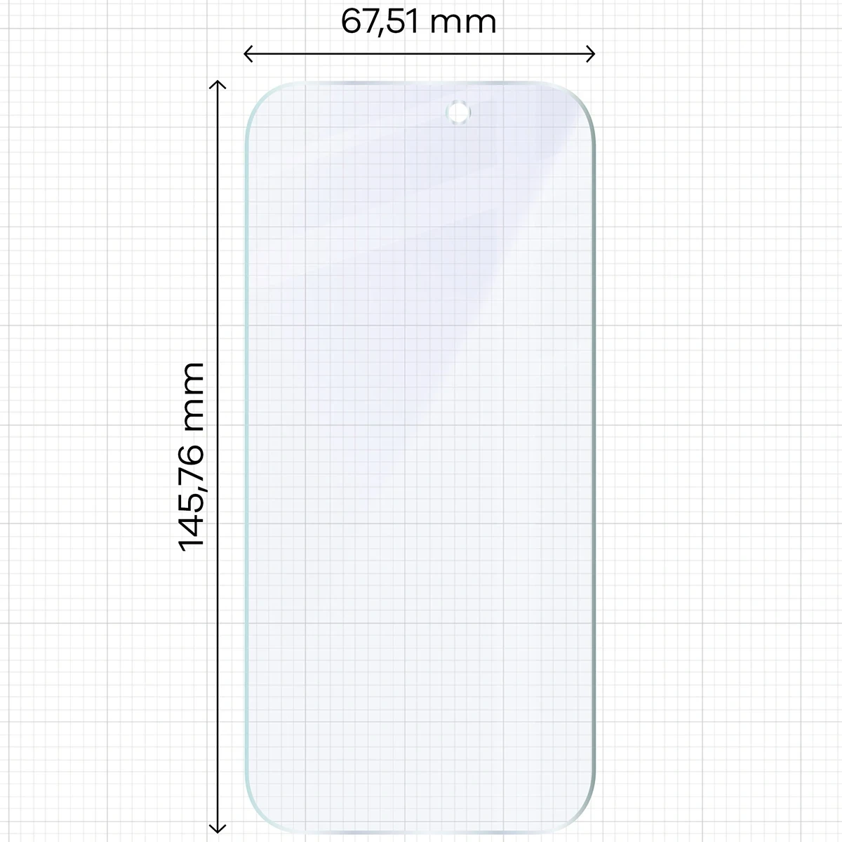 Wymiary szkła na miarce dla iPhone 16 Pro