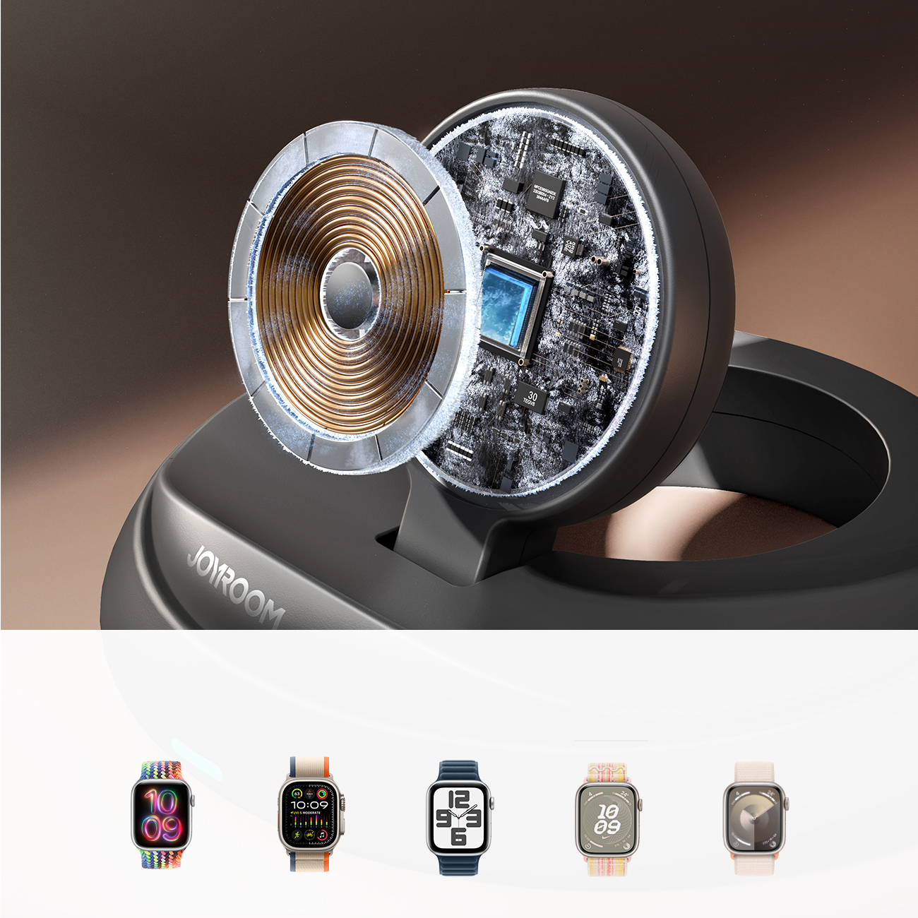 Wnętrze składanej ładowarki indukcyjnej Joyroom JR-W12 do smartwatchów