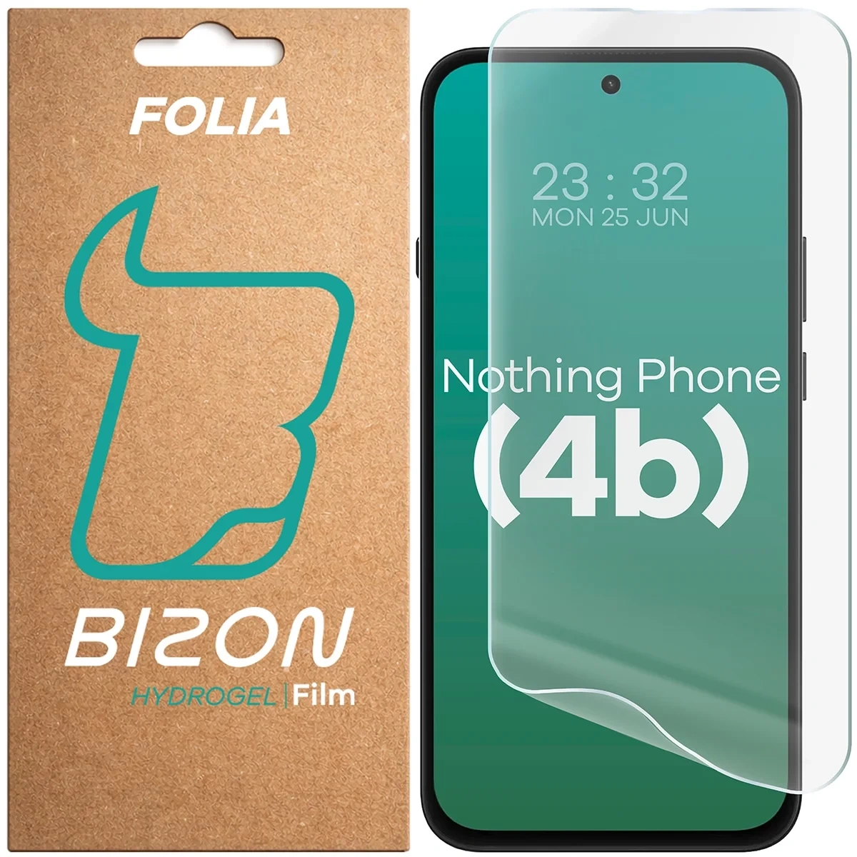 Pudełko i folia hydrożelowa na ekran Bizon Film Hydrogel Front do Nothing Phone (4b)