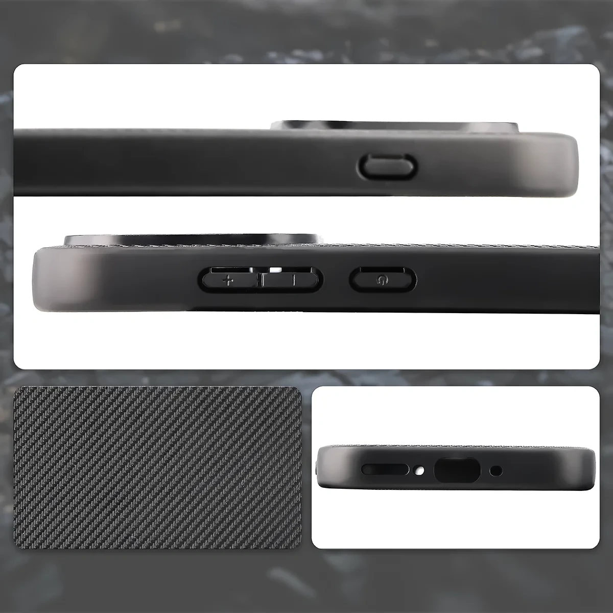 Wycięcia, zintegrowane osłony i struktura etui Bizon Case CarbO do OPPO Reno16 / Pro