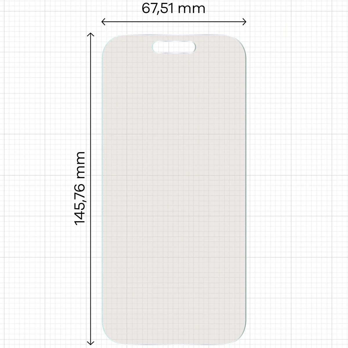Wymiary szkła na miarce dla iPhone 17 Pro