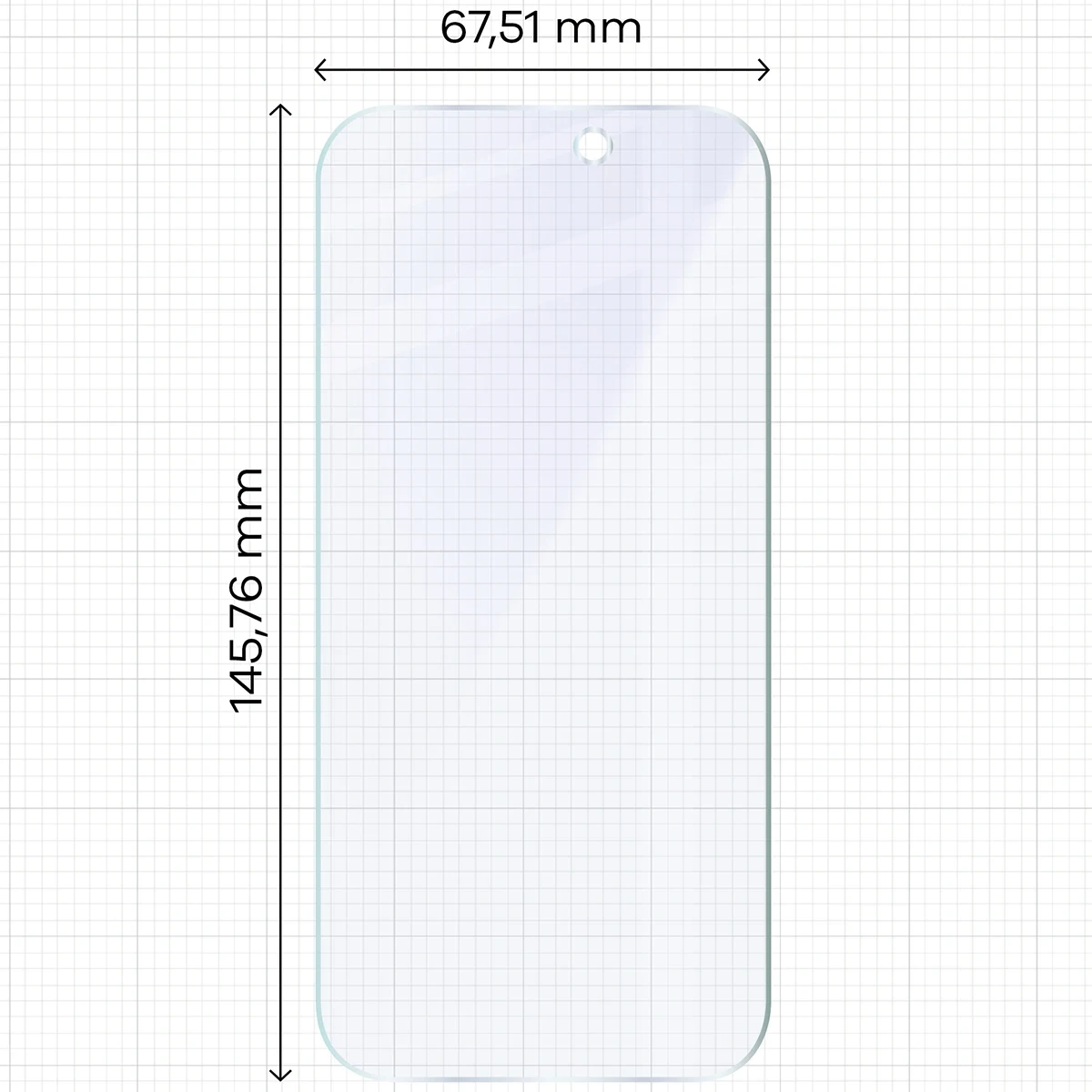 Wymiary szkła na miarce dla iPhone 17 Pro