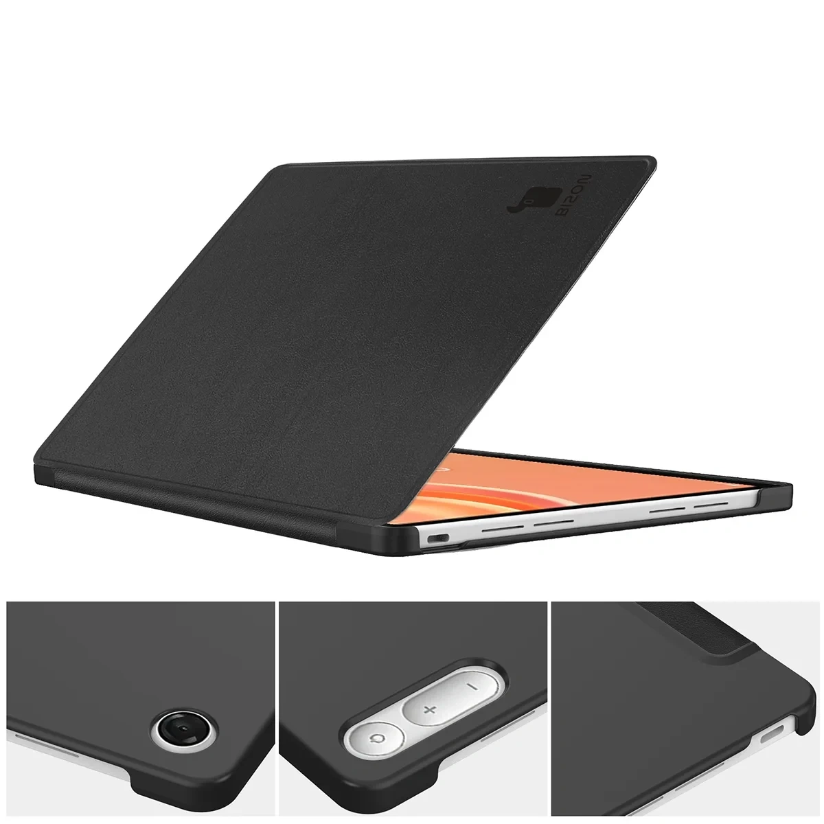 Etui z klapką Bizon Case Tab Croc na podstawkach ustawione pod dwoma kątami do Lenovo Tab Plus Gen. 2