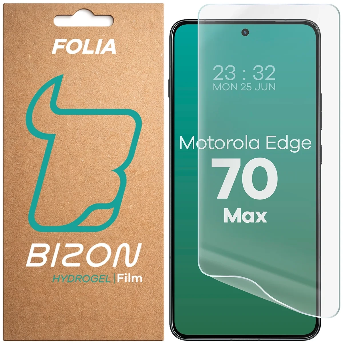 Pudełko i folia hydrożelowa na ekran Bizon Film Hydrogel Front do Motorola Edge 70 Max