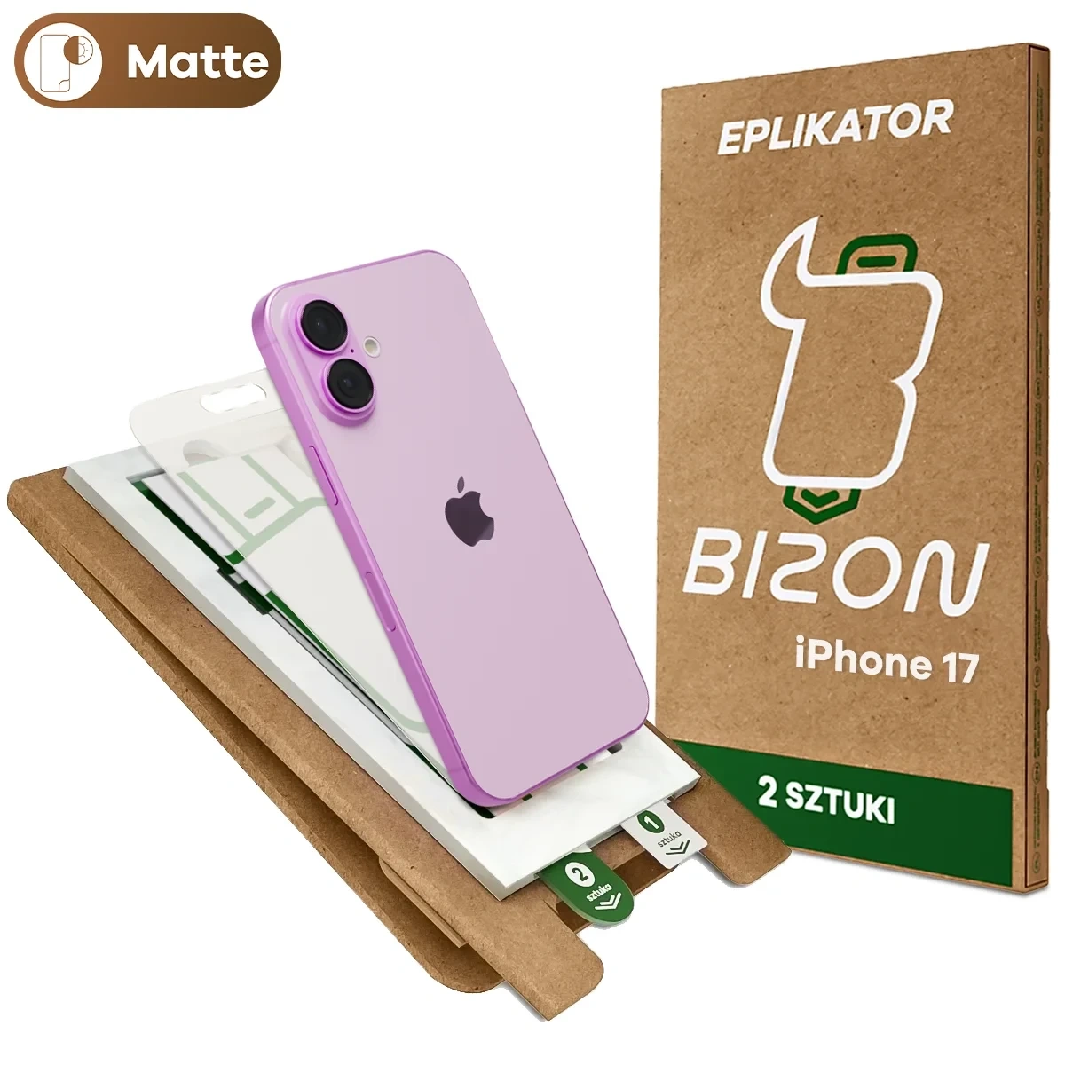 Aplikator Bizon Eplikator Film Matte do łatwej aplikacji ochrony ekranu dla iPhone 17