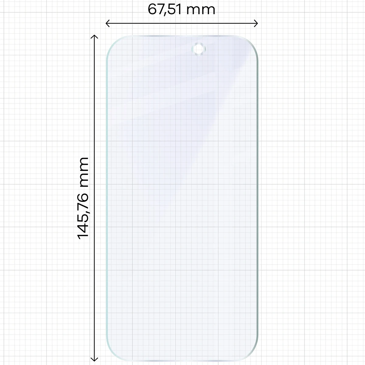 Wymiary szkła na miarce dla iPhone 17
