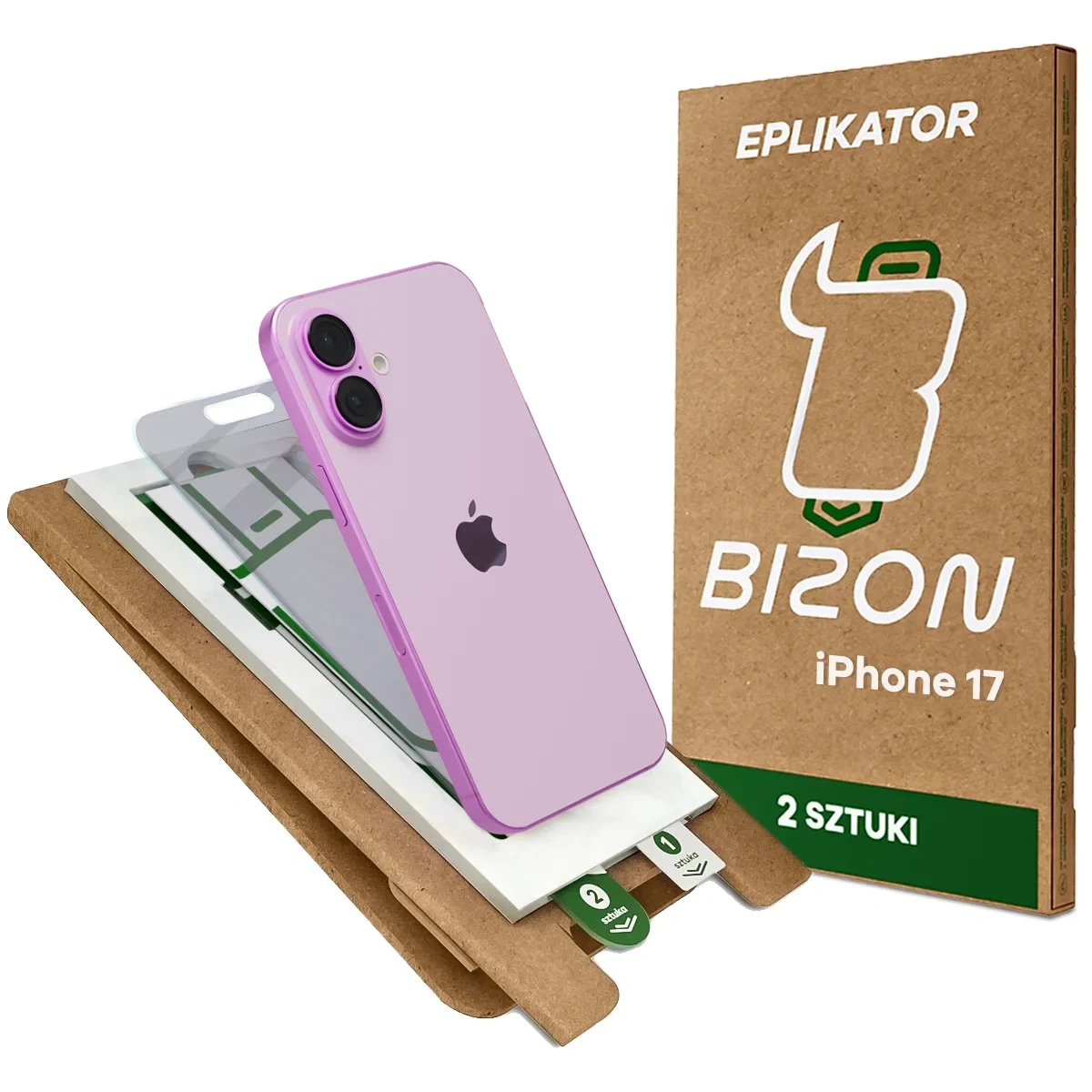 Aplikator Bizon Eplikator Hybrid Shadow do łatwej aplikacji ochrony ekranu dla iPhone 17