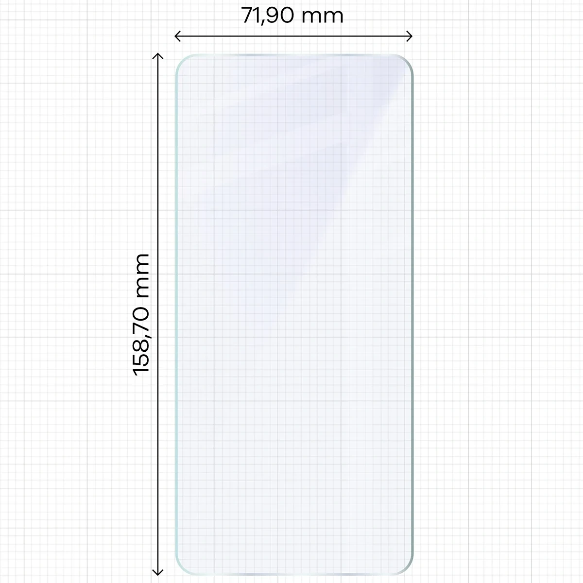 Miarka z wymiarami szkła hybrydowego Bizon Hybrid Mule do Motorola Edge 70 Max