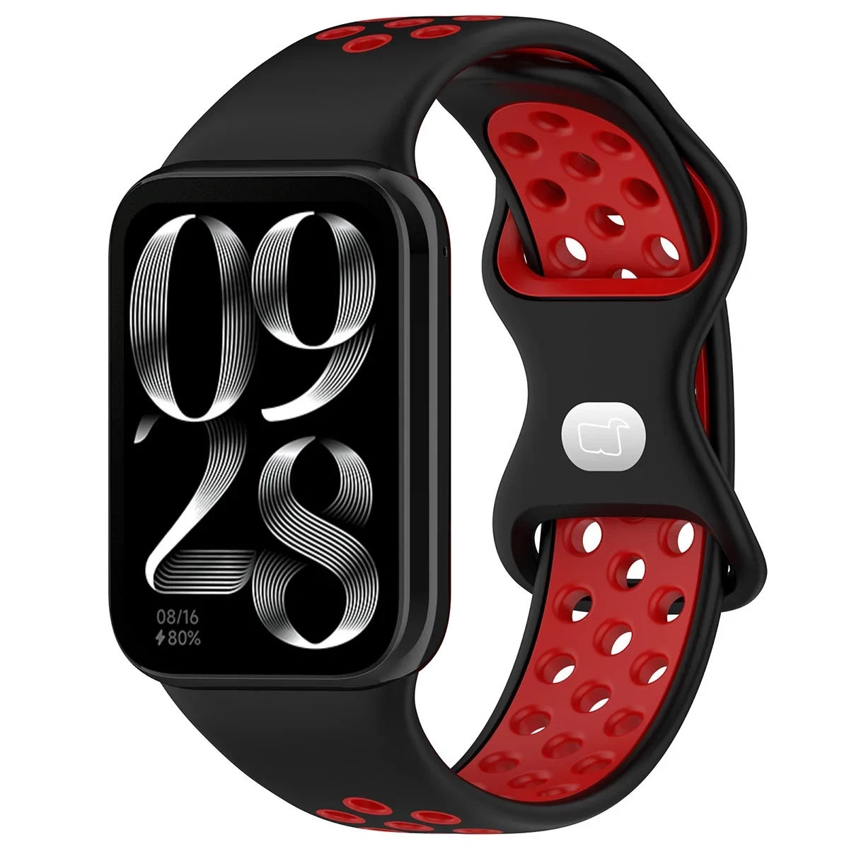 Pasek Bizon Strap Watch Octo do Xiaomi Redmi Watch 6 / 5 / 4, Xiaomi Smart Band 9 Pro / 10 Pro / 8 Pro, Black-Red (czarno-czerwony)