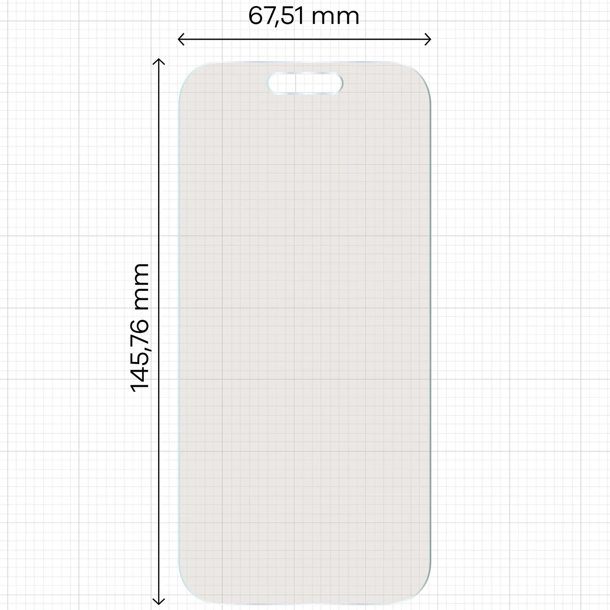Wymiary szkła na miarce dla iPhone 16 Pro