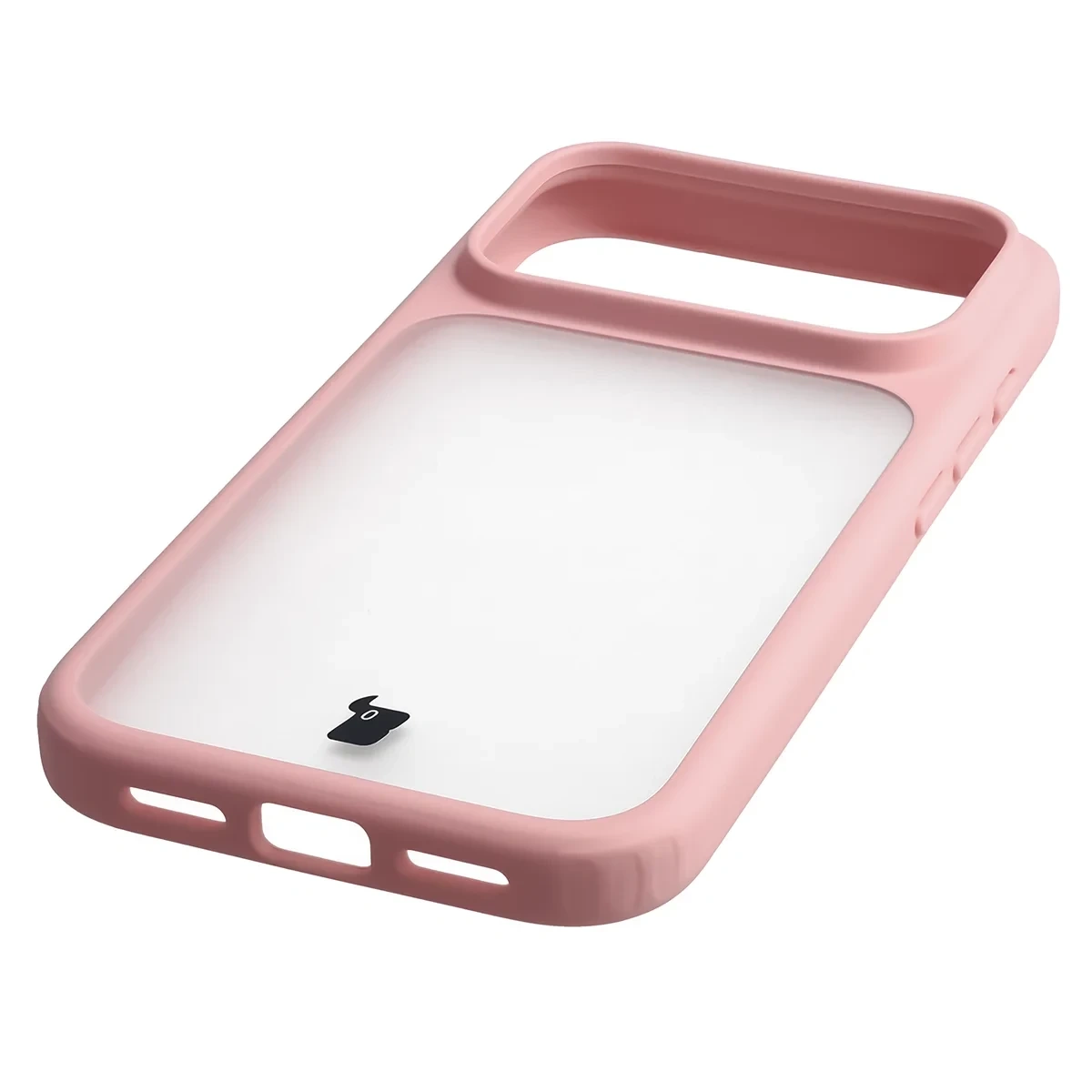 Zintegrowane przyciski, wycięcia i hybrydowy materiał w etui Bizon Case Angelo do iPhone 18 Pro / 17 Pro