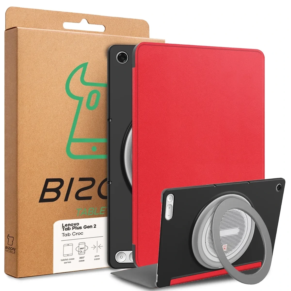 Przód pudełka Bizon Case z dedykowaną etykietą do Lenovo Tab Plus Gen. 2