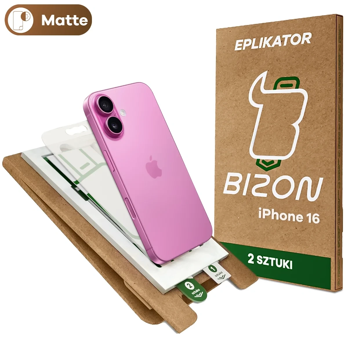 Aplikator Bizon Eplikator Film Matte do łatwej aplikacji ochrony ekranu dla iPhone 16