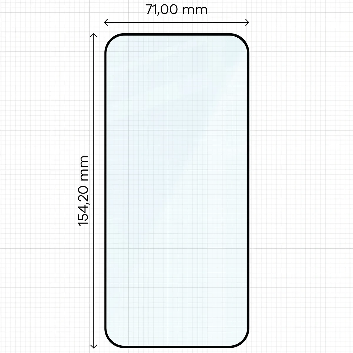 Wymiary szkła Bizon Glass Edge do OPPO Reno16 F, OPPO Reno16 FS