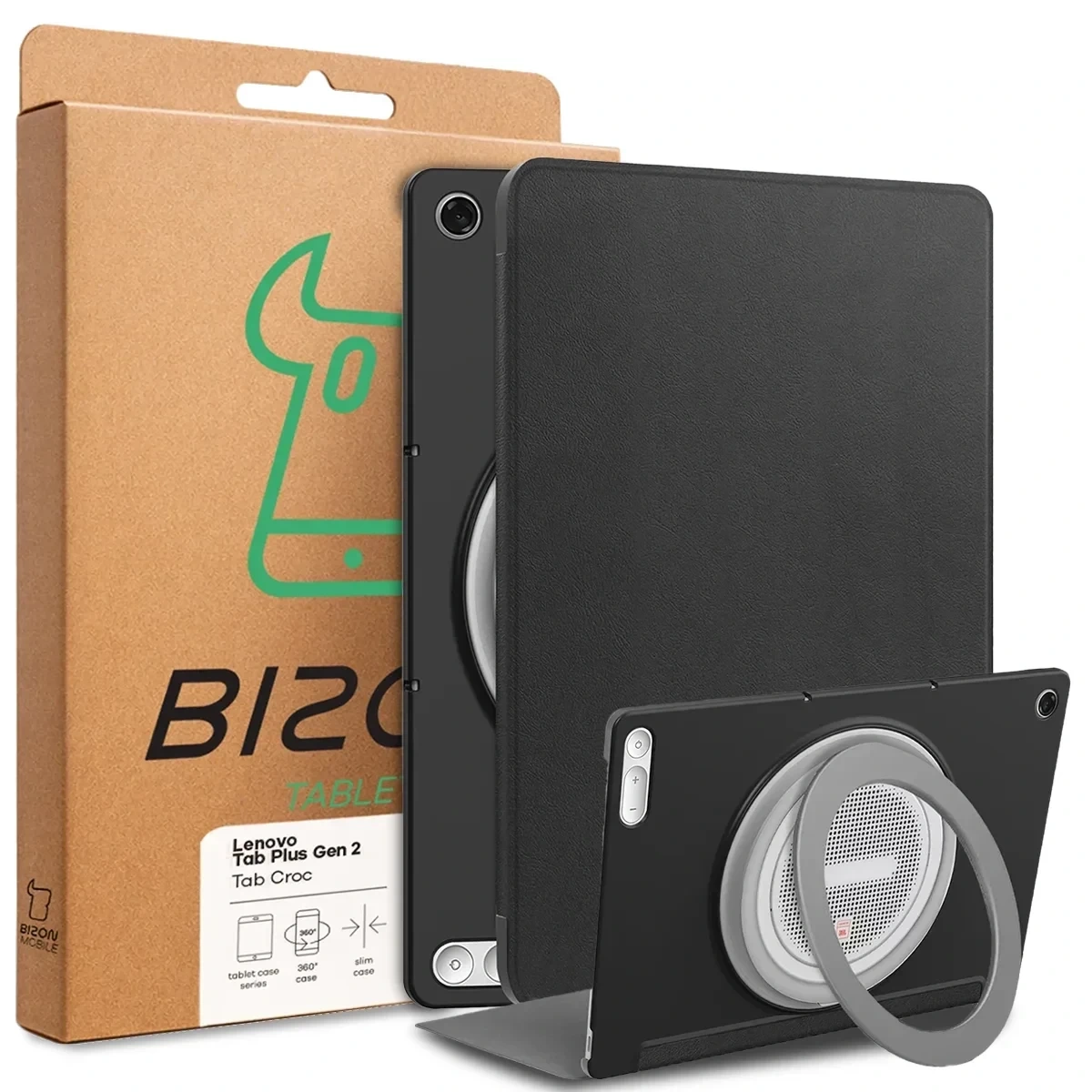 Przód pudełka Bizon Case z dedykowaną etykietą do Lenovo Tab Plus Gen. 2