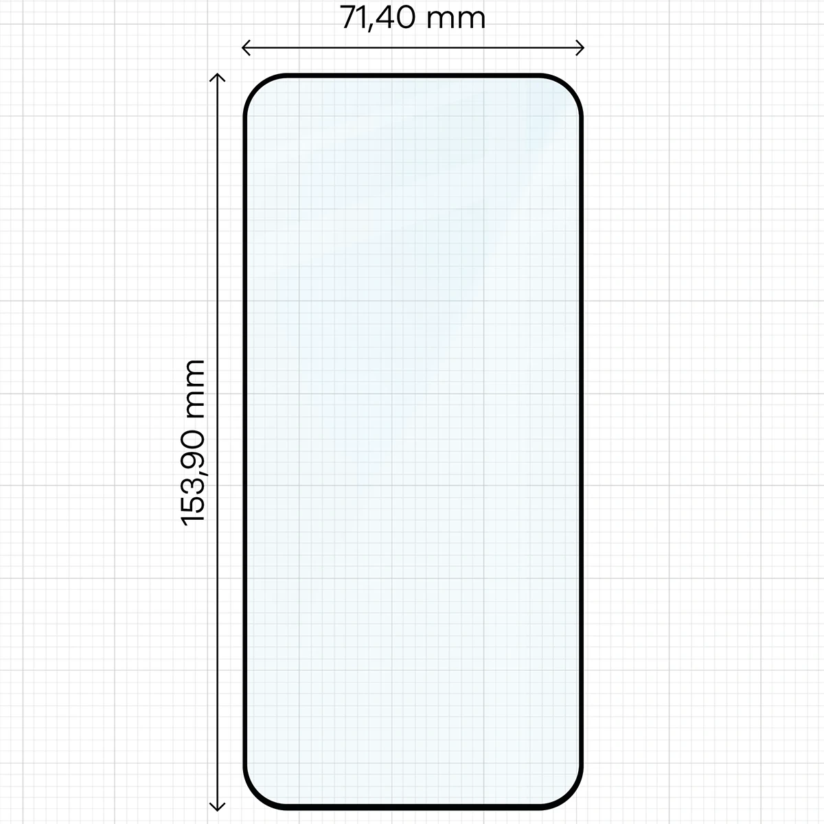 Wymiary szkła na miarce dla Xiaomi 17T