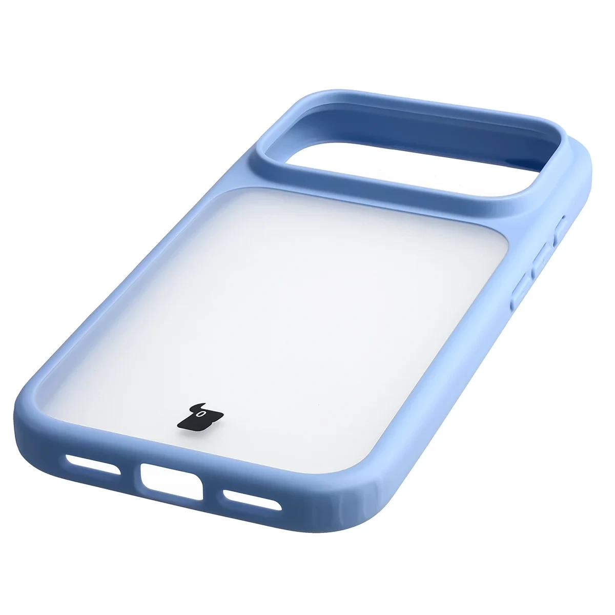 Zintegrowane przyciski, wycięcia i hybrydowy materiał w etui Bizon Case Angelo do iPhone 18 Pro / 17 Pro