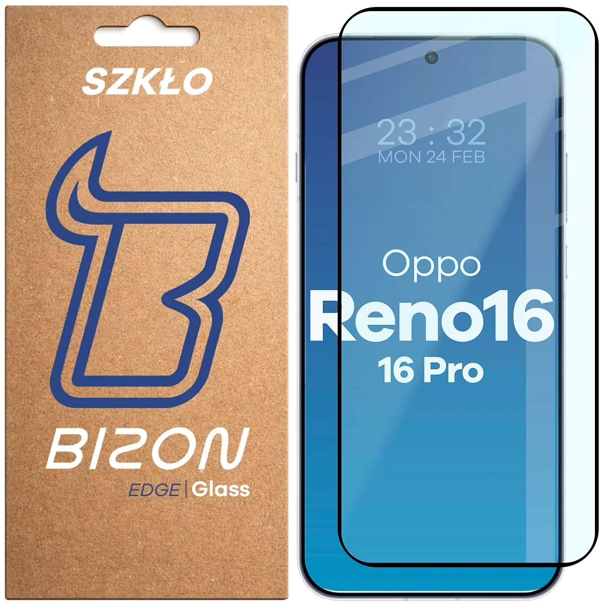 Szkło hartowane na cały ekran Bizon Glass Edge dla OPPO Reno16 / Pro