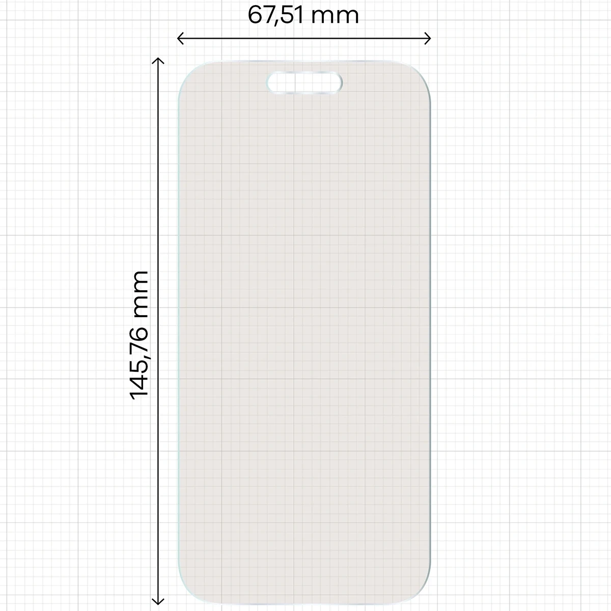 Wymiary szkła na miarce dla iPhone 17