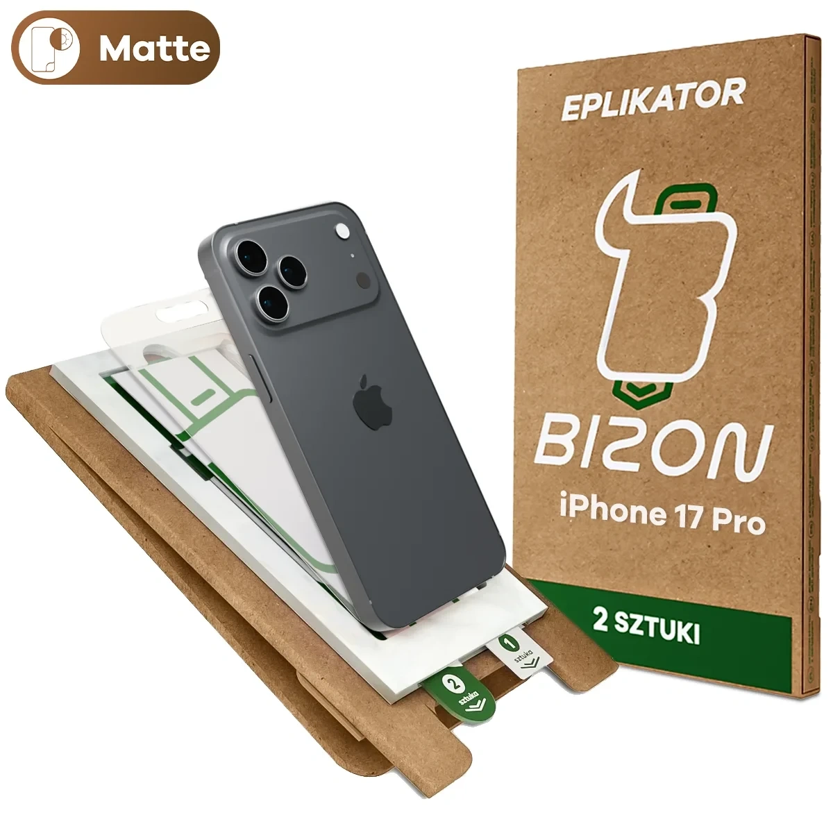 Aplikator Bizon Eplikator Film Matte do łatwej aplikacji ochrony ekranu dla iPhone 17 Pro