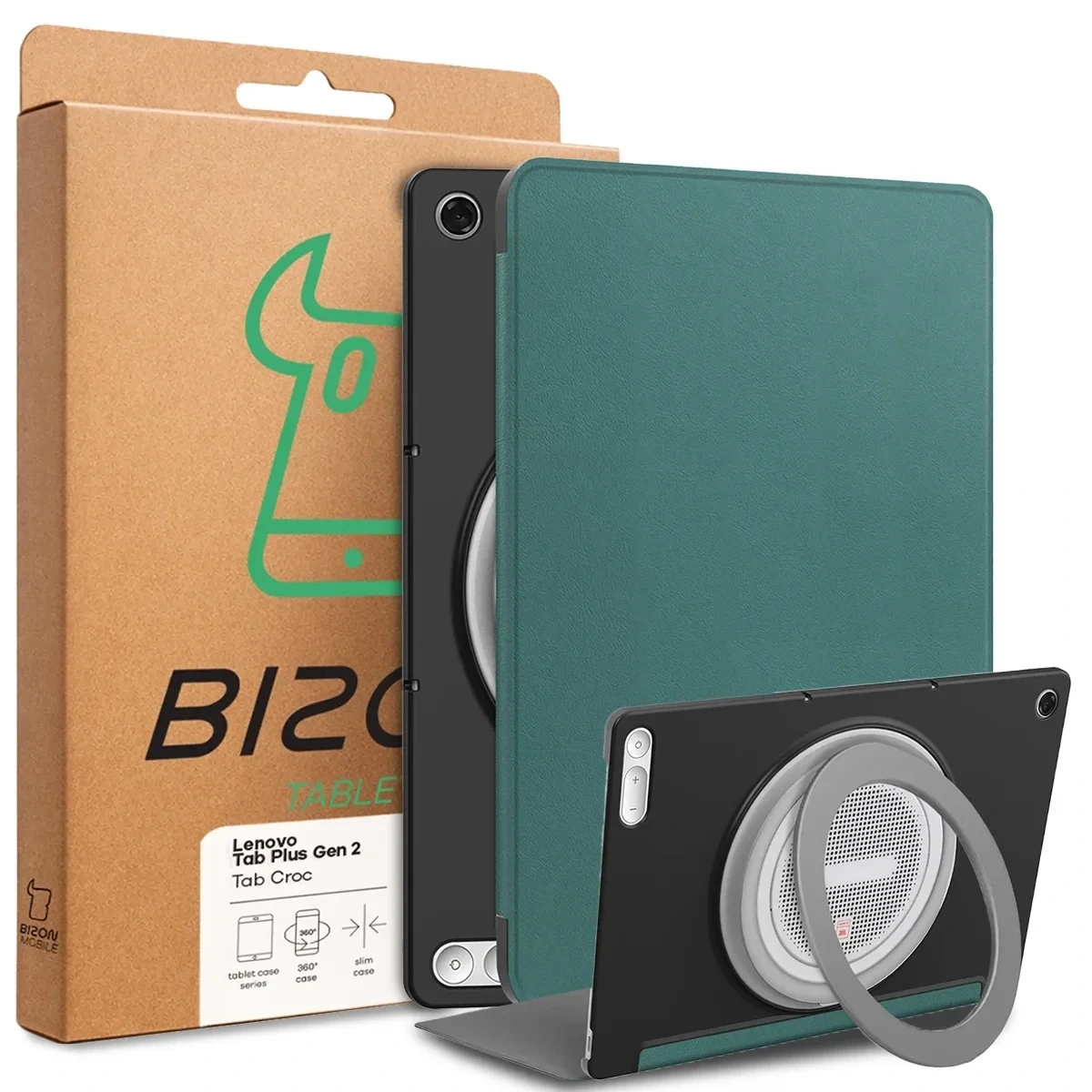 Przód pudełka Bizon Case z dedykowaną etykietą do Lenovo Tab Plus Gen. 2