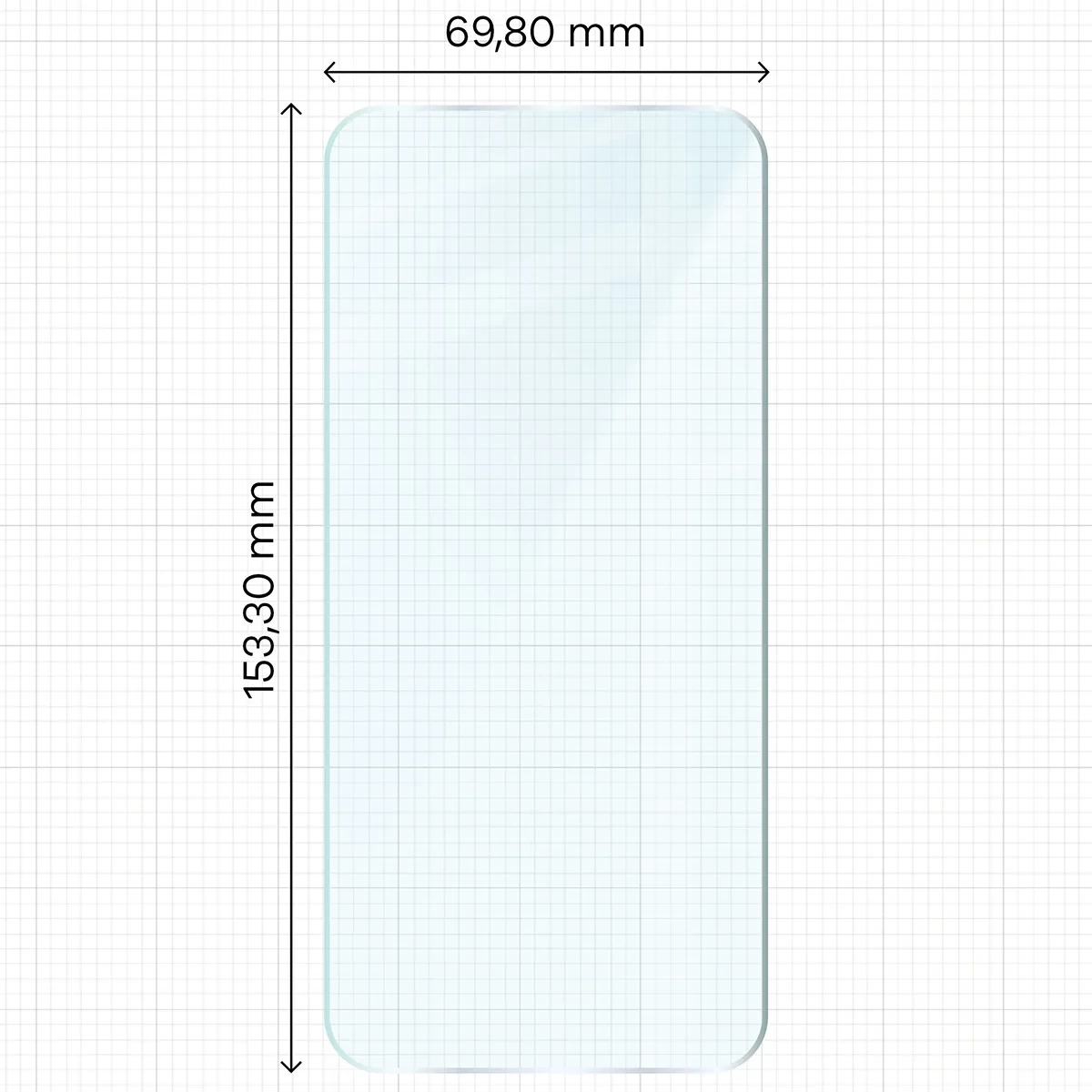 Miarka z wymiarami szkła hartowanego Bizon Glass Clear do OPPO Reno16 F, OPPO Reno16 FS
