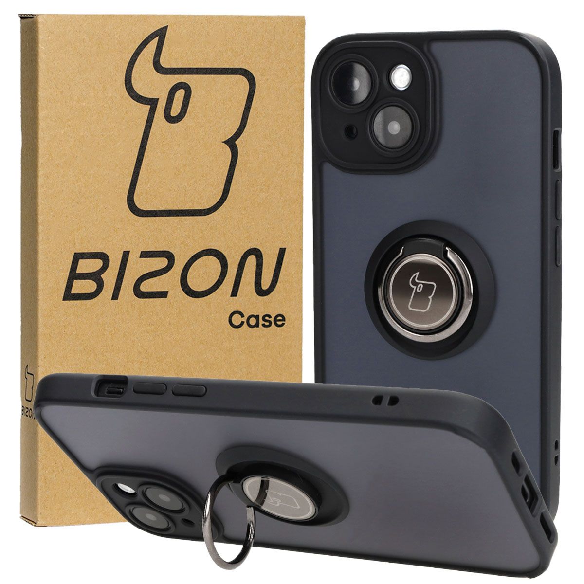 Husa cu suport pentru deget Bizon Case Hybrid Ring pentru Apple iPhone 15