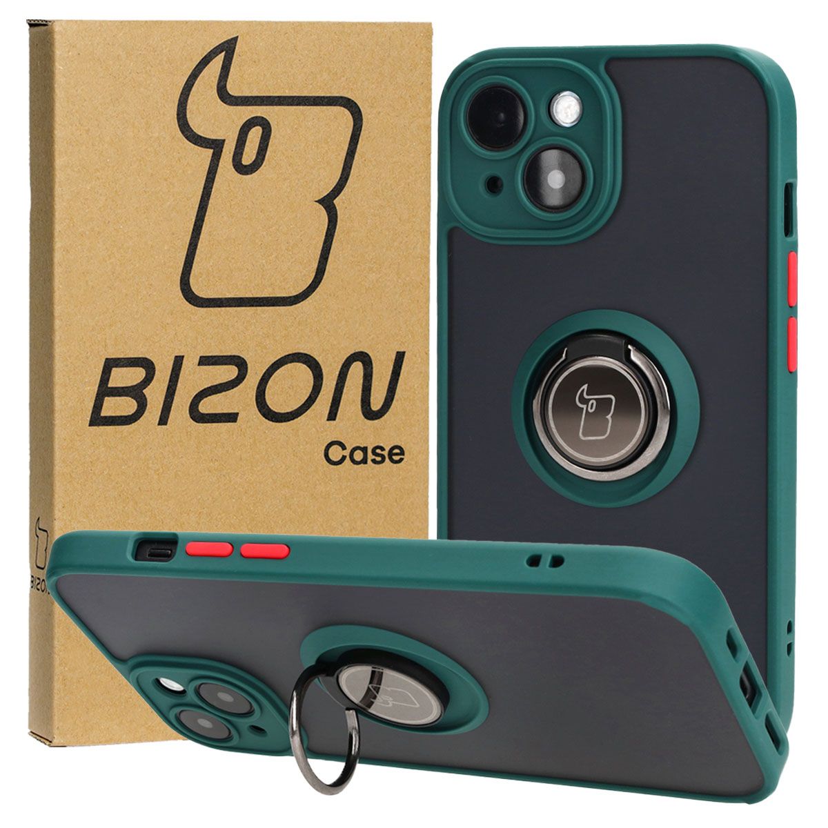 Carcasa cu suport pentru deget Bizon Case Hybrid Ring pentru Apple iPhone 15