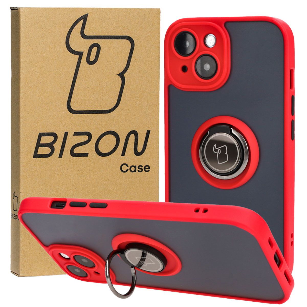 Husa cu suport pentru deget Bizon Case Hybrid Ring pentru Apple iPhone 15