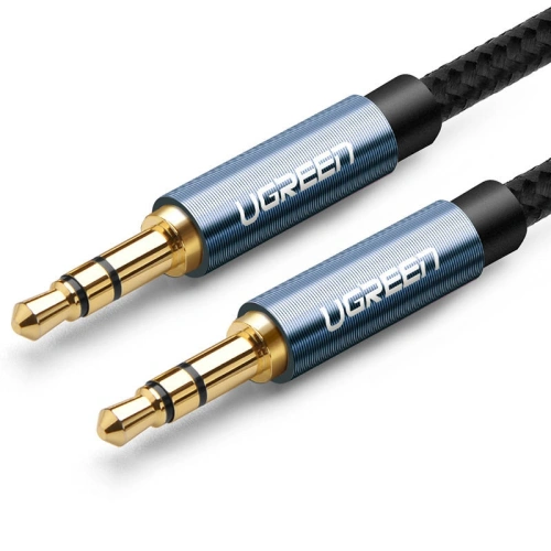 Kabel mini jack 3,5mm UGREEN AV112 w kolorze niebieskim, o długości 1m, idealny do podłączenia urządzeń audio.