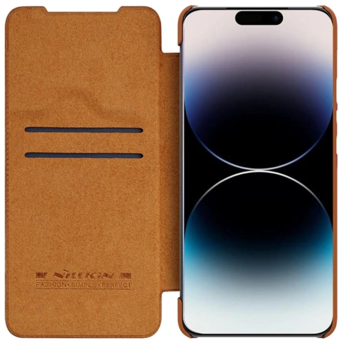 Etui Nillkin Qin Leather Pro w brązowym kolorze, idealne do Apple iPhone 14 Pro Max