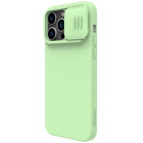 Zielone etui Nillkin CamShield Silky Silicone z technologią MagSafe dla iPhone 14 Pro Max