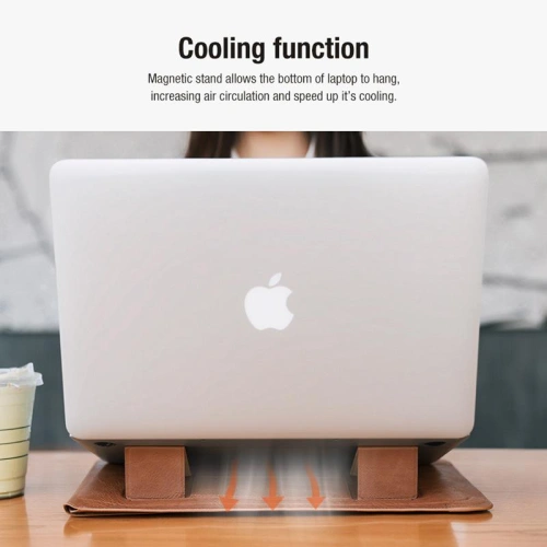 Etui Nillkin na laptopa 14 cali, prezentujące elegancki brązowy design.