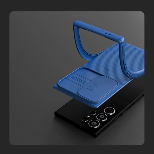 Pouzdro Nillkin Camshield Pro na minimalistickém pozadí, zvýrazňující eleganci.