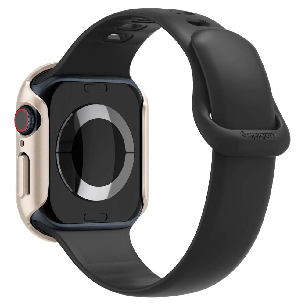 Minimalistic design of Spigen Thin Fit Apple Watch 10 in Starlight color
