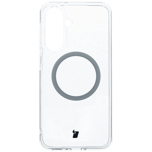 Etui z pierścieniem magnetycznym Bizon Case CrystalO, przezroczyste, idealnie dopasowane do Samsung Galaxy A56 5G.